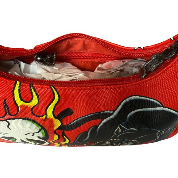 Ed Hardy Red Shoulder Bag with Skull and Panther Design(Model EHSB-5 Bla… - Picture 3 of 4